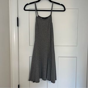 Black & Gray Striped Skater Style Dress
